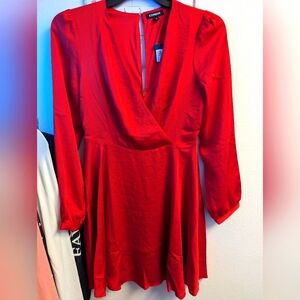 Elegant Red Express Wrap Dress